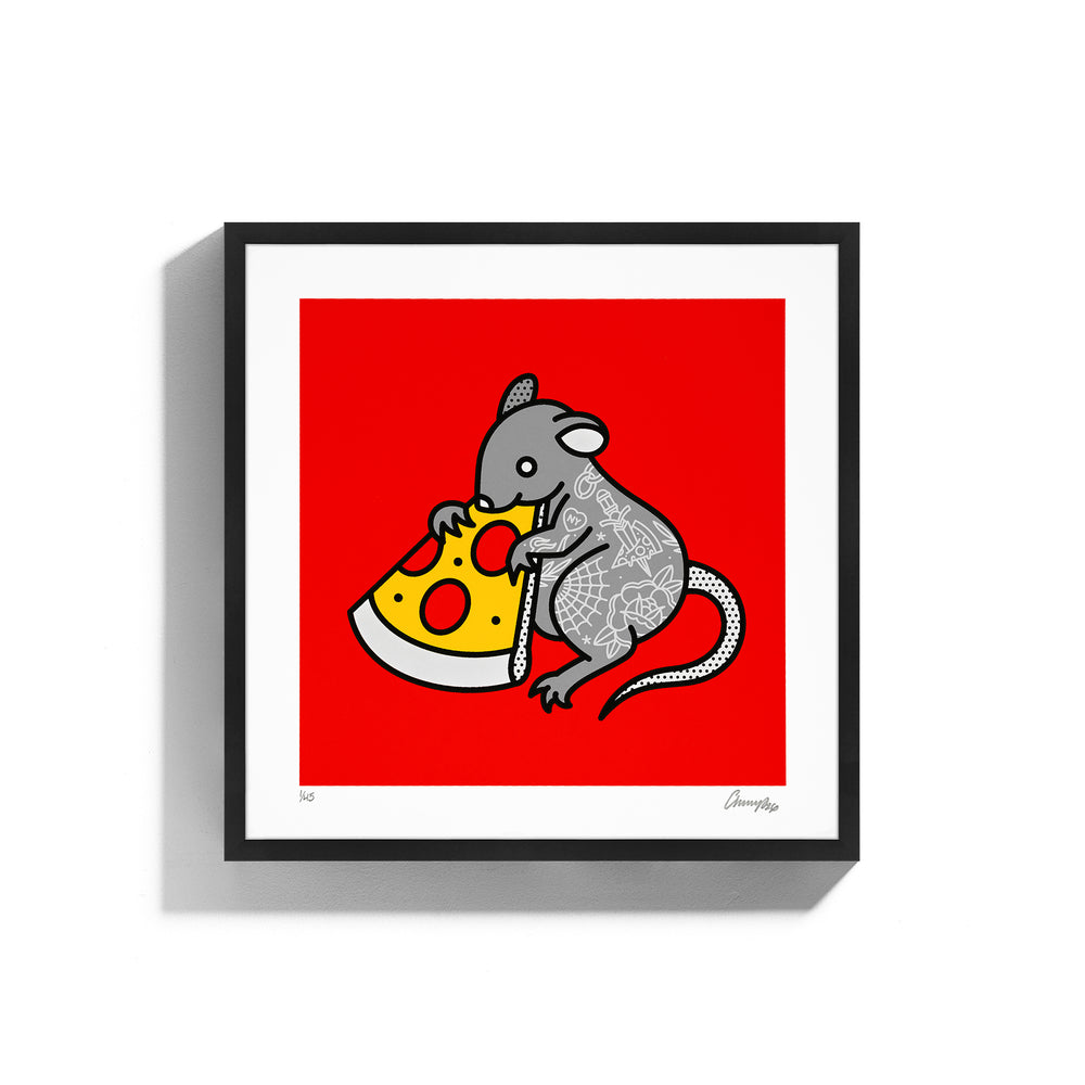 Pizza Rat • Framed Limited Edition Print • Yellow