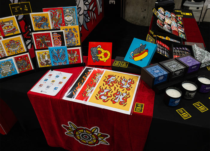 Prints on display at Red Halftone's booth at Adobe MAX 