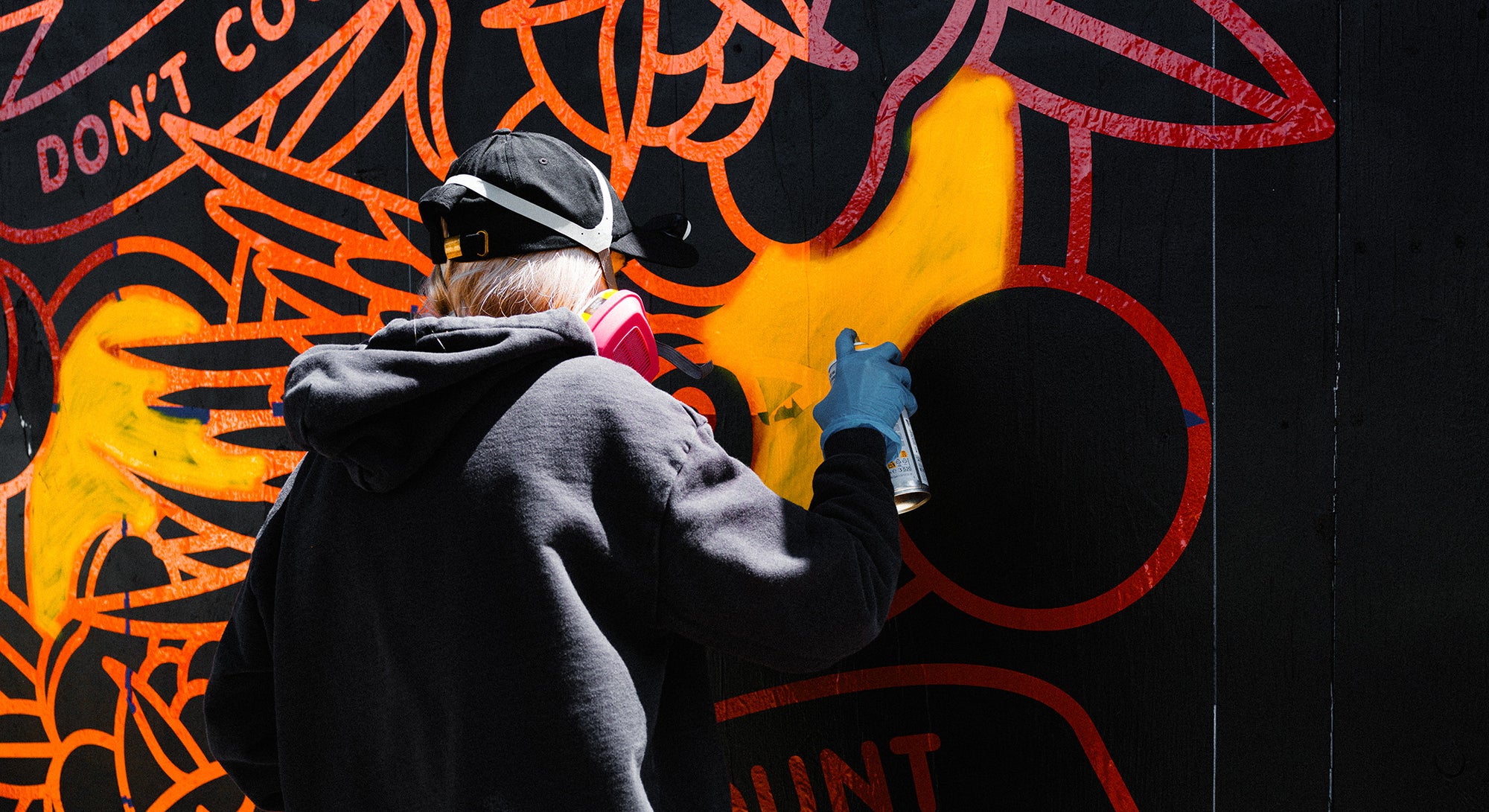 Arist Red Halftone spray painting with yellow paint