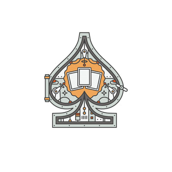Decorative ace of spades symbol with intricate design on a white background