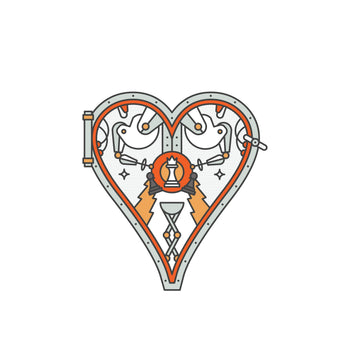 Decorative heart shape with intricate designs on a white background